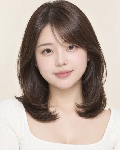 원형 얼굴에 같은 스타일